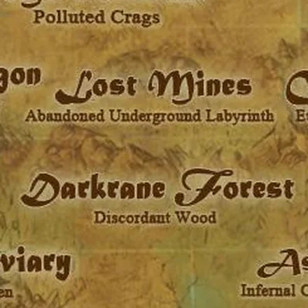 Where Lost Mines is lettered on the map of Lakia